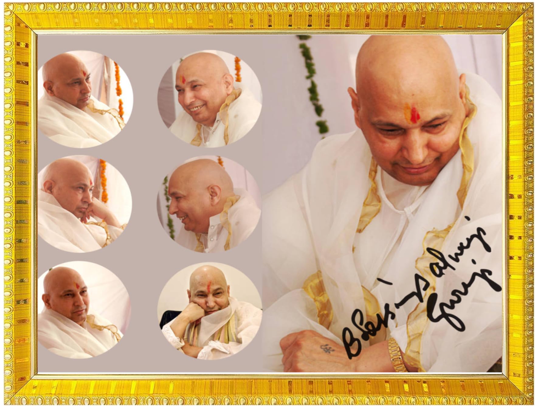 NOKKES Jai Guru Ji Swaroop Shukrana Guru Ji Golden 5X7 Inch Photo Frame_AQW20
