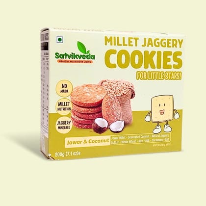 Satvikveda Millet Jaggery Cookies  Jowar Coconut Biscuits 200g