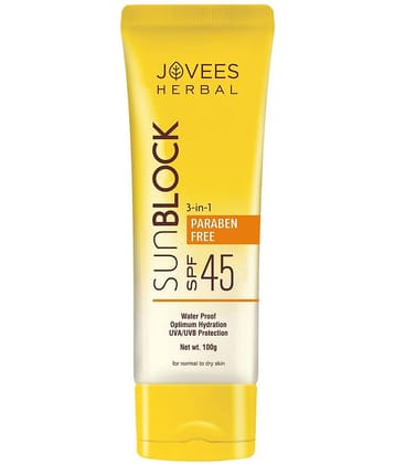 Jovees Herbal Sunblock SPF 45 For Normal to Dry Skin UVA & UVB Protection 100gm (Pack of 1)