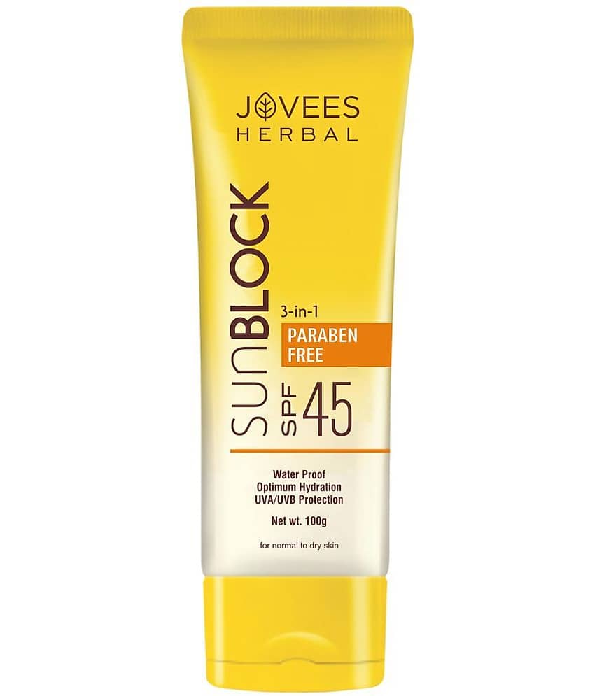 Jovees Herbal Sunblock SPF 45 For Normal to Dry Skin UVA & UVB Protection 100gm (Pack of 1)