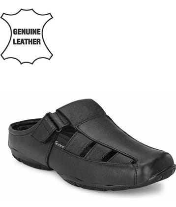 John Karsun Black Synthetic Leather Sandals