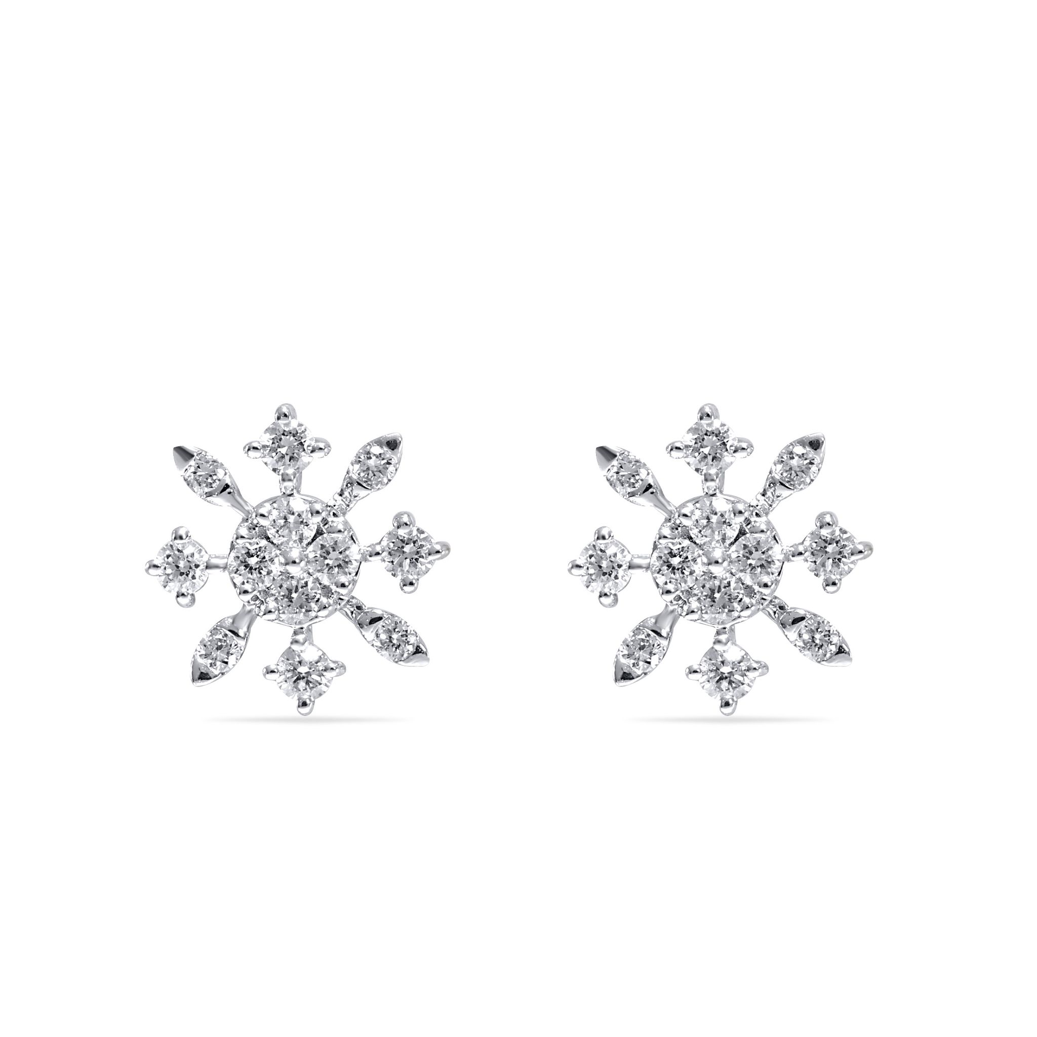 Senco Gold Sheeny Floral Galaxy Diamond Studs (1.4 gram / 0.26 Ct / GH-VS / 14K Yellow Gold)