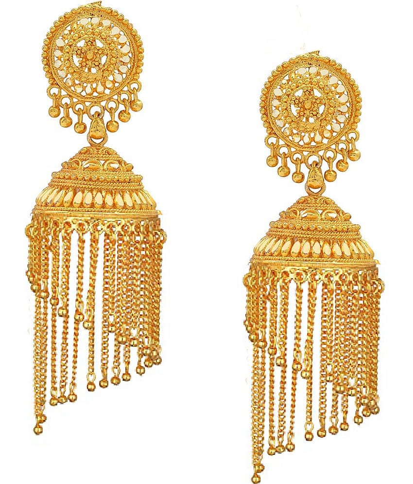 Darshini Designs - Golden Jhumki Earrings ( Pack of 1 )
