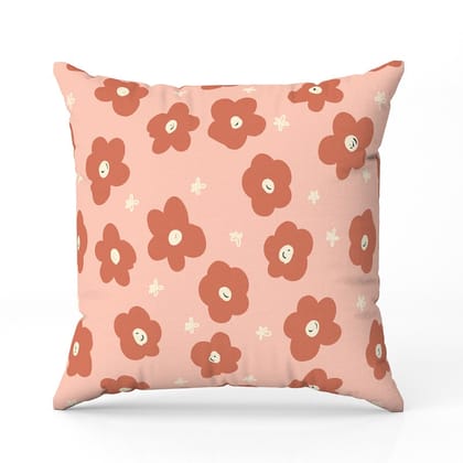 Fat flowers in caramel-Canvas Cushion / 16x16 / without