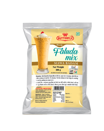 Butterfly Ready Faluda Mix (Mawa Badam Pouch) (Weight - 90g) by Butterfly Dessert Mixes and Bakery Needs.