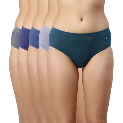 Enamor Stretchable Cotton Hipster Panties for Women Pack of 5, Full Coverage Grip Fit with Antimicrobial & Stain Release Technology-CR17-Assorted-Colors and Prints May Vary (CR17_Multicolordark5_S) Enamor Stretchable Cotton Hipster Panties for Women Pack