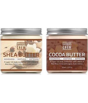 Barbers Crew Natural & Organic Shea Butter & Cocoa Butter For Skin,Diy Moisturizer 200 gm Pack of 2