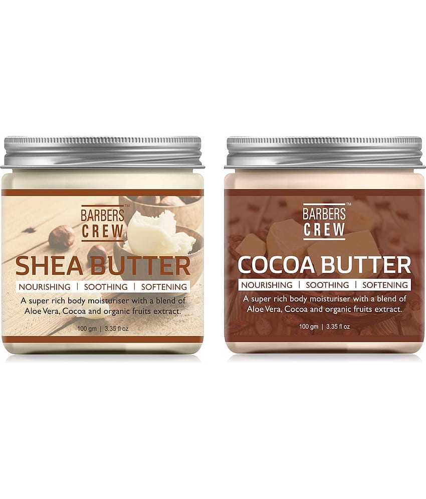 Barbers Crew Natural & Organic Shea Butter & Cocoa Butter For Skin,Diy Moisturizer 200 gm Pack of 2