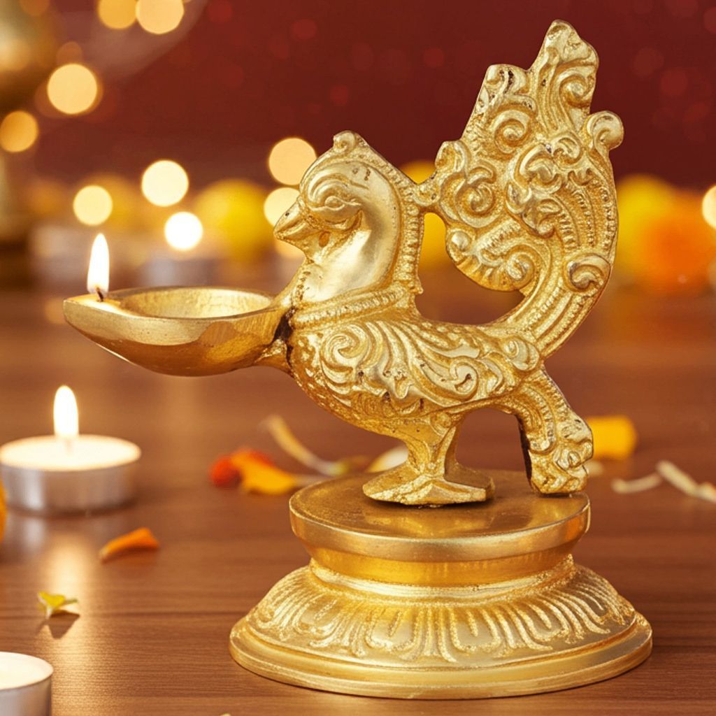 Brass Showpiece Murga Deepak Statue (BSMAS028)