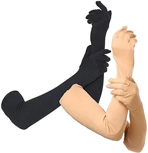 Nawani 2 Pair Cotton Full Hand Gloves Sun Protection Gloves for Women Black & Skin Colour - Gloves | Buy online on ZillyBuy