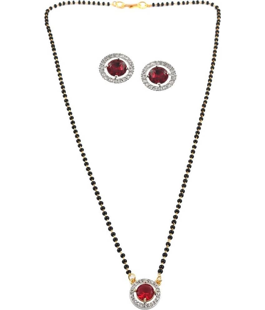 Jewar Mandi - Maroon Mangalsutra Set ( Pack of 1 )