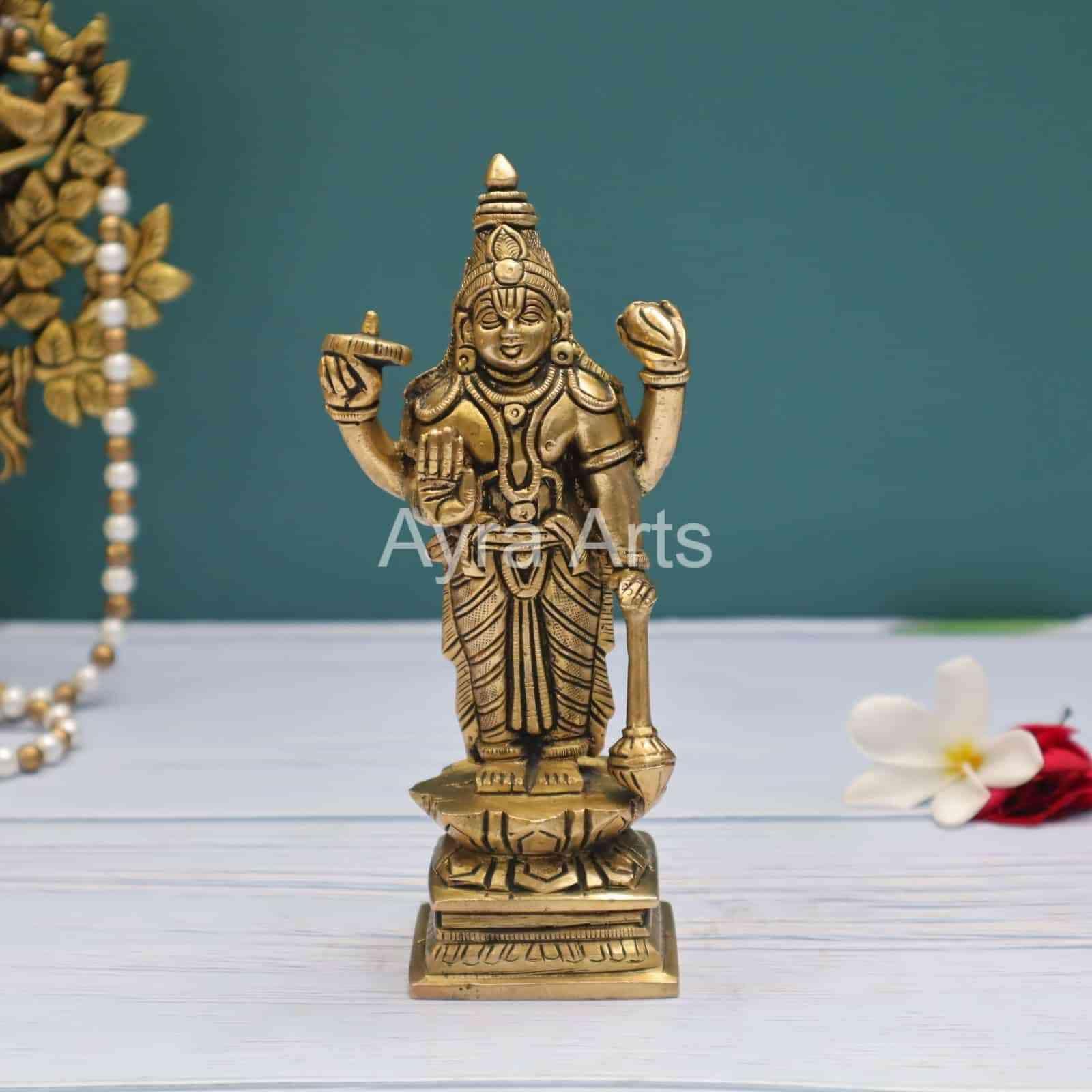 Brass Lord Narayan Vishnu murti Idol - 6.2 Inch Height