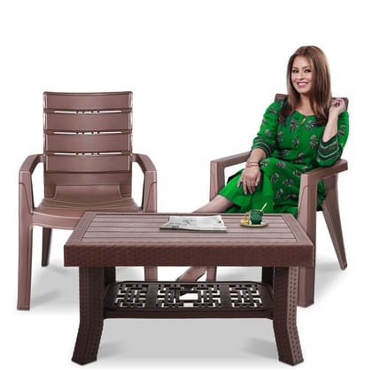 MAHARAJA Premium Plastic Chair and Table Combo Set for Home, Garden, Office & Outdoor Use  Durable & Weather Resistant