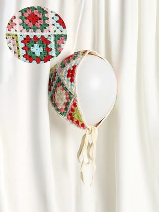 Flora Crochet Head Scarf - Pistachio Green & Daisy White-Head Scarf