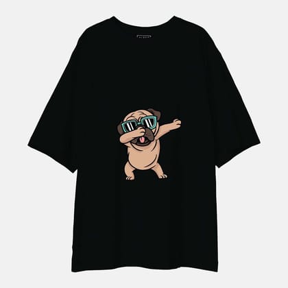 Dabbing Pug - Unisex Oversized T-Shirt-Black / XS-S