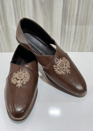 BROWN HAND EMBROIDERY SHOES FOR MEN-Brown / 6