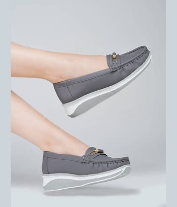 Shoetopia Light Grey Women's Loafers