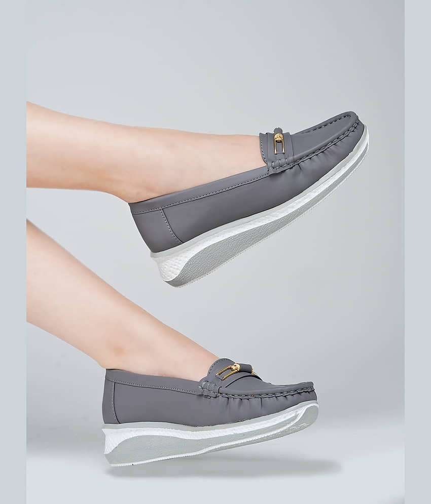 Shoetopia Light Grey Women's Loafers
