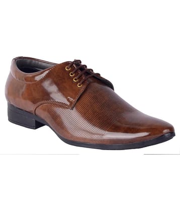 Aadi Derby Artificial Leather Brown Formal Shoes