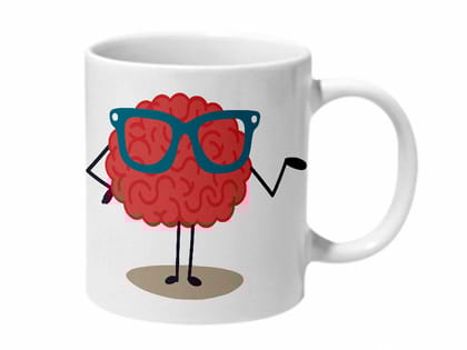 Multicolor Just Brain Glasses Trivia Ceramic Mug