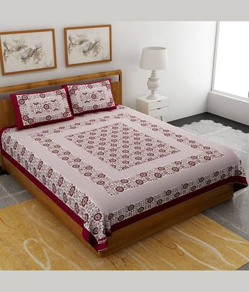 HOME Cotton Double Bedsheet ( Maroon )