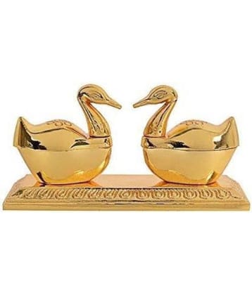 DvR ClicK Metal Rectangular Love Bird Chandan Roli Set (Golden, 4.5x2.5x2 Inch)