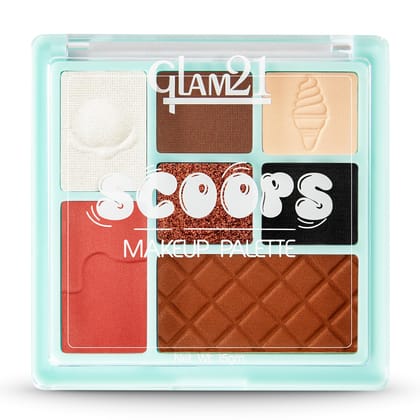 Glam21 Scoop Makeup Palette | Face Palette With Eyeshadow, Blusher, Contour and Highlighter | Mix of Mattes & Shimmers | Highly Pigmented | Travel-Friendly | All-in-One Kit | Chocolate Chip|15gm Glam21 Scoop Makeup Palette | Face Palette With Eyeshadow, 