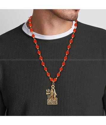 Jai mahakaal Rudraksha trishul Damru mala pendant chain for men [VFJ1348PG-RUDRA ]