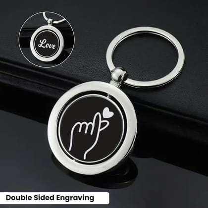 Black Metal Rotating Round Keychain : Sleek & Durable