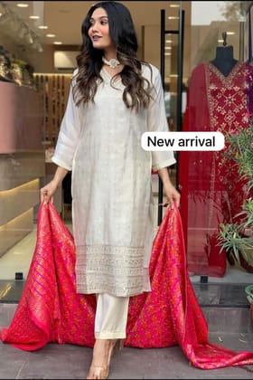 Ivory Silk Suit Set-S