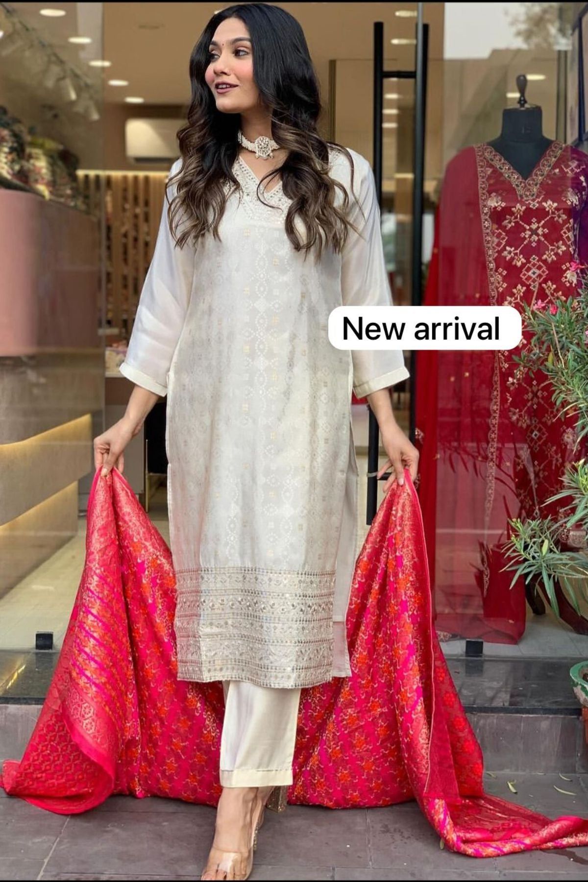 Ivory Silk Suit Set-S