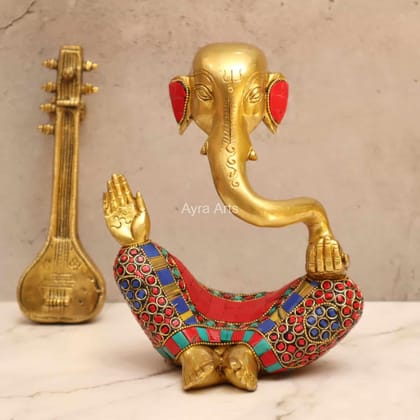 Modern Ganesha Athma Stone in Brass - 8 Inch Height Modern Ganesha Athma Stone in Brass - 8 Inch Height