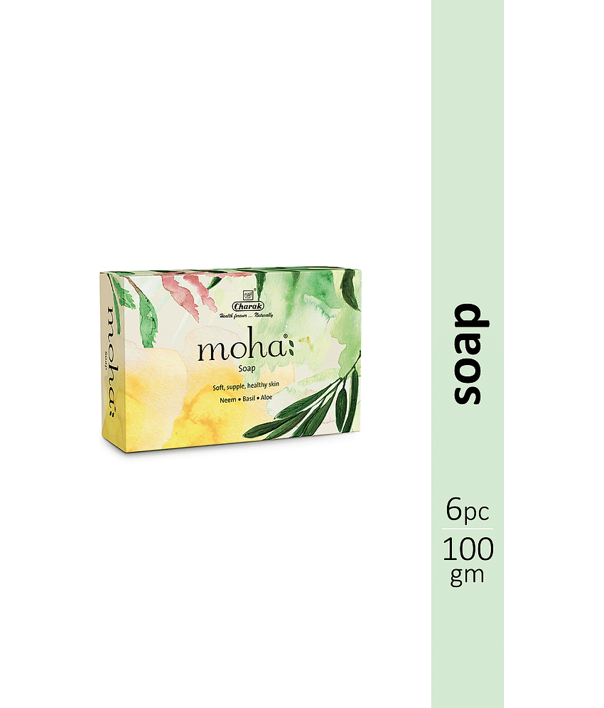 Moha Herbal Soap With Goodness Of Aloe Vera Gel Basil & Neem 100gm (Pack Of 6)