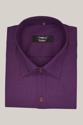 Cotton Tanmay Satin Dark Purple Color Full Sleeves Formal Shirt for Men's-L (40 Inch) (102 CM)