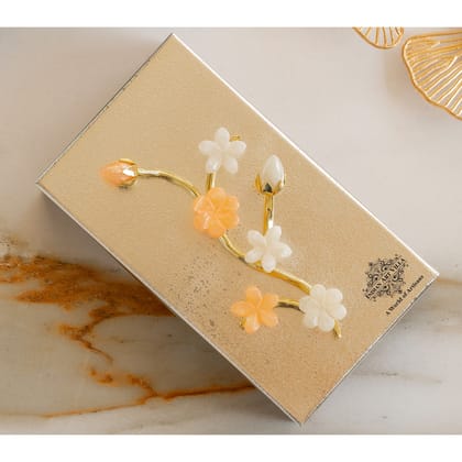 Wooden Decorative Box with Silver-Plated Leaf and Flower Design, 20 cm–  Perfect for Festivals, Occasions & Gift-12cmX20cm