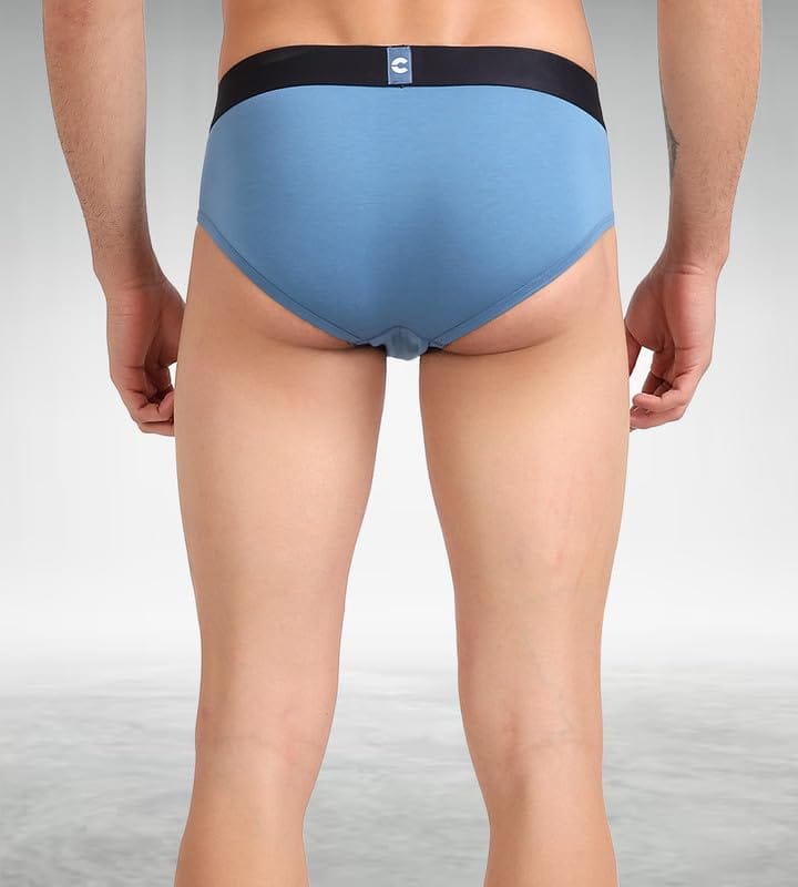 FREECULTR Men's Underwear Organic Cotton (Ultrasoft Waistband) Premium Snug-Fit Brief Pack of 1-Shadow Blue