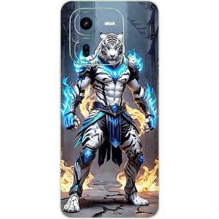 Yug Emporium Back Skin Wrap For iQOO Z9X 5G Premium Quality Full Coverage (3D Tiger) (Mobile Back Cover, Multicolor)