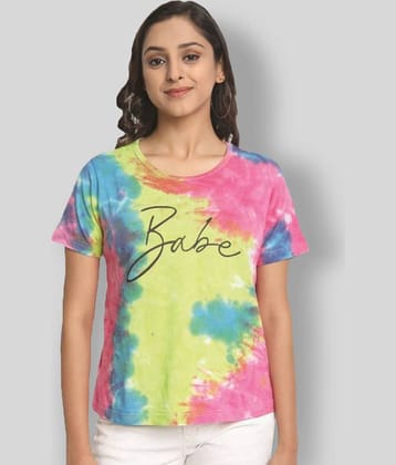 JUNEBERRY Women Cotton Blend Printed Regular Fit Round Neck T-Shirt ( Multicolor )