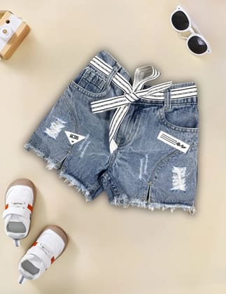 Girls Denim Shorts [GS-982] (1-6Years)-2-3Y (Size - 20) / Blue / Denim