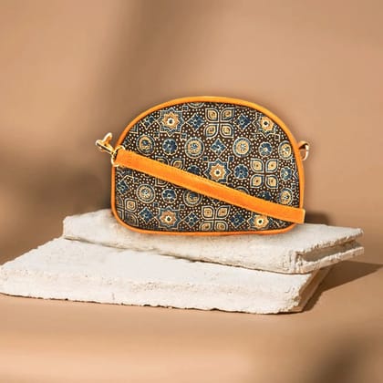 Ajrakh Block printed Box Sling Bag