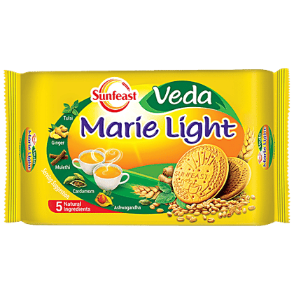Sunfeast Veda Marie Light Biscuits - With 5 Natural Ingredients, Tea Time Partner, 250 g