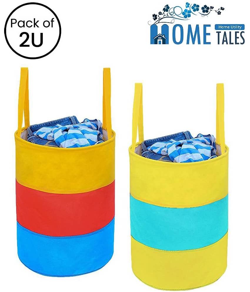 45L Foldable Storage Box Laundry Bag for Cloth, Toy Storage Handle,Blue (2U)