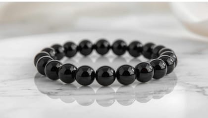 Natural Crystal 8mm Black Obsidian Bracelet (Black)-PID64919 Natural Crystal 8mm Black Obsidian Bracelet (Black)-PID64919