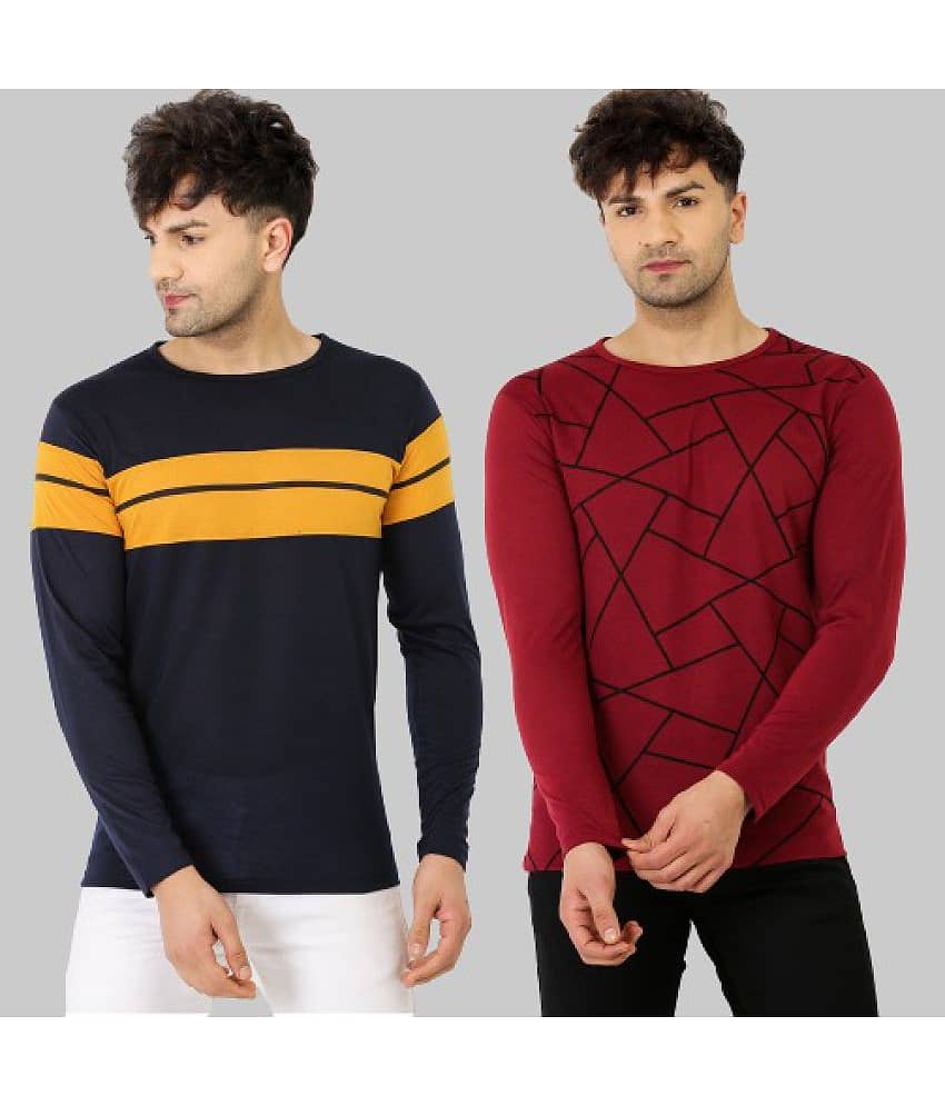 Leotude Pack of 2 Cotton Blend Regular Fit Men's T-Shirt ( Multicolor )