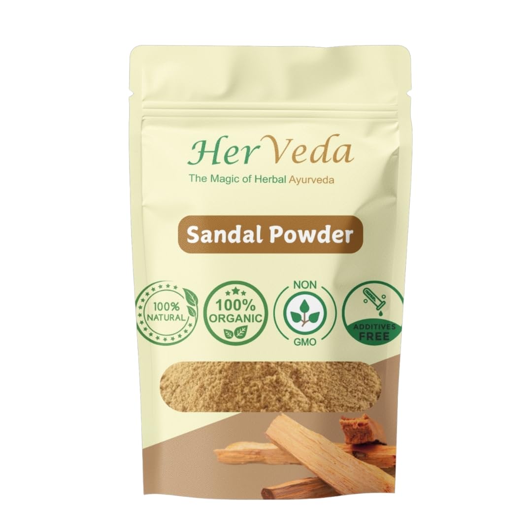 HerVeda 100% Pure Sandalwood Powder  Natural, Organic & Additives-Free (100g) pack of 4