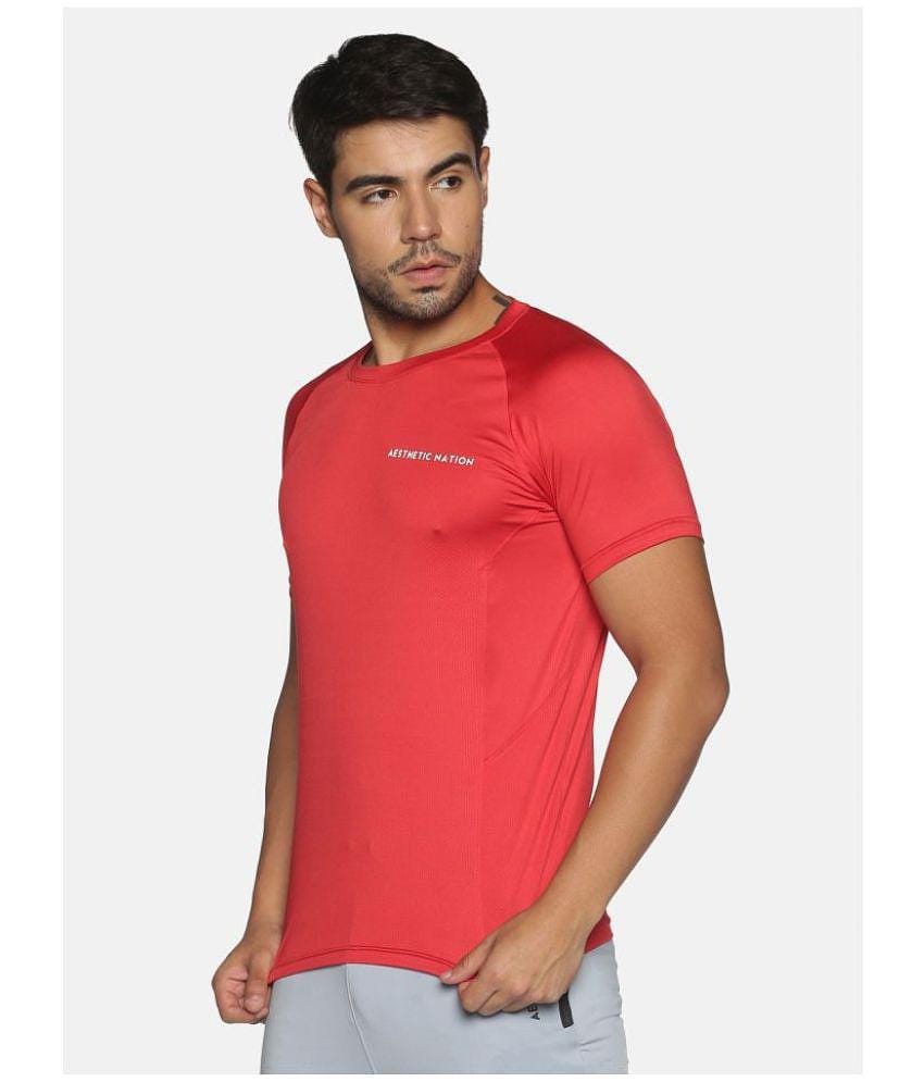 Aesthetic Nation - Red Polyester Regular Fit  Men's T-Shirt ( Pack of 1 ) - None