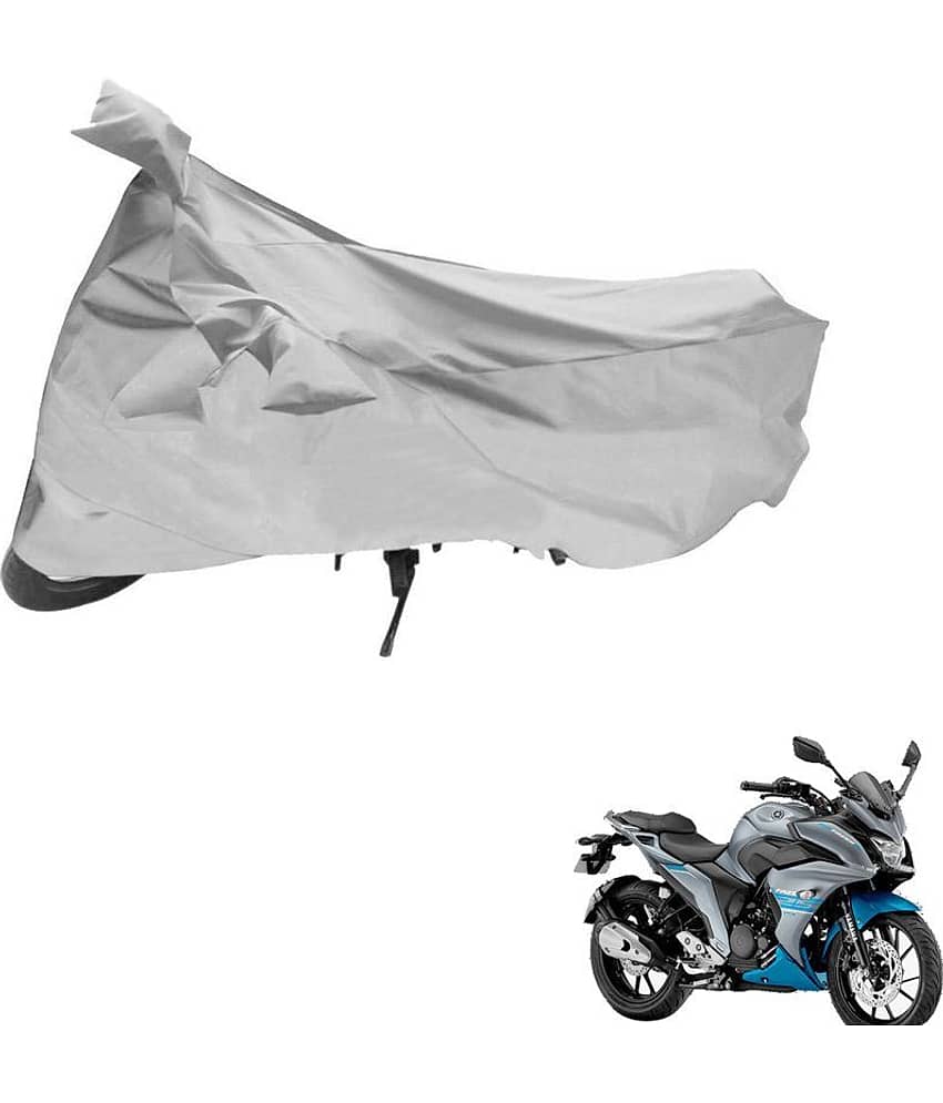 AutoRetail Dust Proof Two Wheeler Polyster Cover for Yamaha Fazer (Mirror Pocket, Silver Color)
