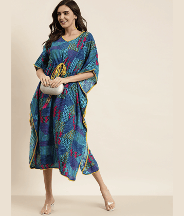 Yash Gallery Women Rayon Printed Kaftan ( Multi Color )