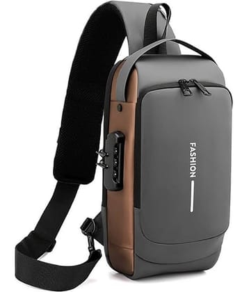 Shopeleven Grey Solid Messenger Bag