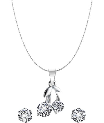 Vighnaharta Valentine Gifts  Solitaire Pendant Silver Plated Designer with Chain for Girls and Women